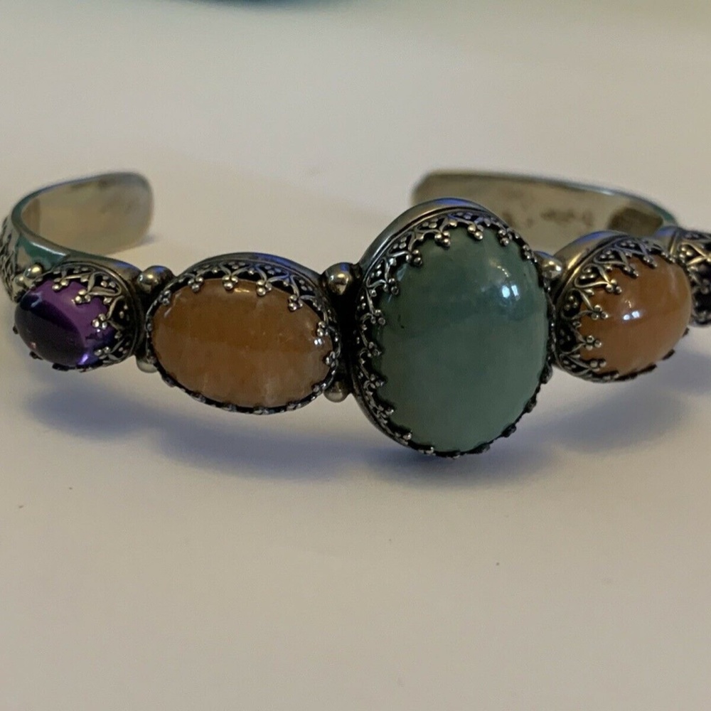Sincerely Southwest by Carolyn Pollack Multi Gemstone Cuff Bracelet 925 Sterling